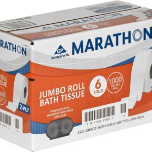 Marathon Jumbo Roll 2-Ply Toilet Paper, Septic Safe (1000 ft./roll, 6 rolls)